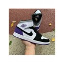Air Jordan 1 Mid Black White Purple-852542-105 for male/female